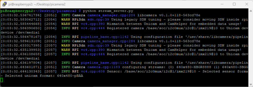stream server picamera2 run Python command
