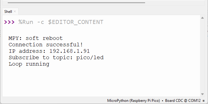 RPi Pico subscribe to MQTT topics Thonny IDE
