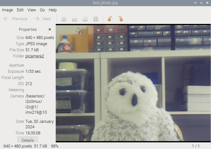 Take Photo Picamera2 Python Example Script