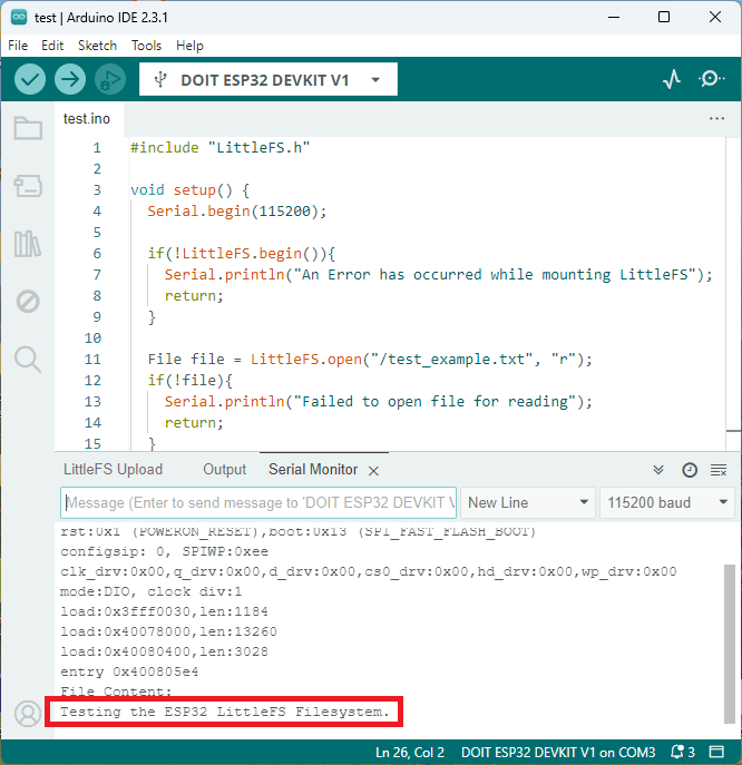 Testing the ESP8266 Filesystem Uploader Plugin Arduino IDE 2