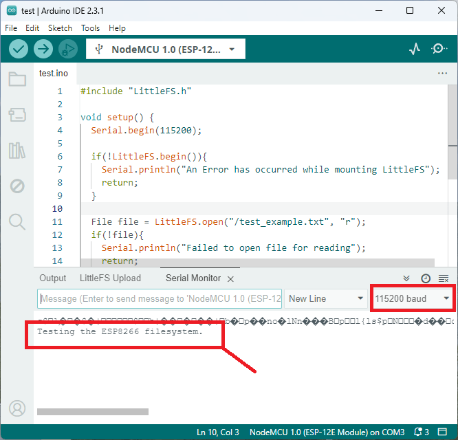 Testing the ESP8266 Filesystem Uploader Plugin Arduino IDE 2