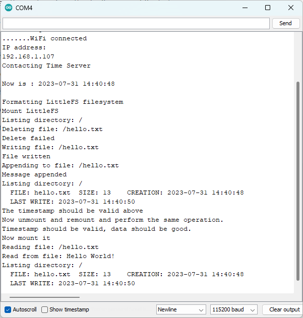 ESP8266 Testing LittleFS Examples