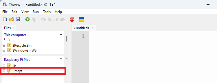 Thonny IDE cerating umqtt folder