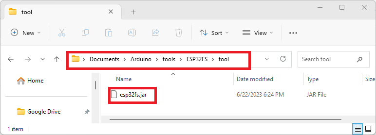 esp32 filesystem tool arduino directory