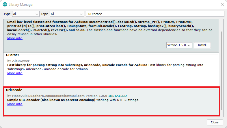 Install URL Encode Library Arduino IDE