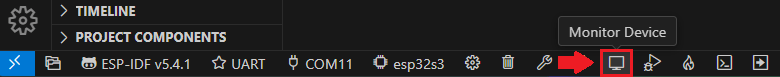 VS Code Open Terminal Window Monitor Device ESP32 ESP-IDF