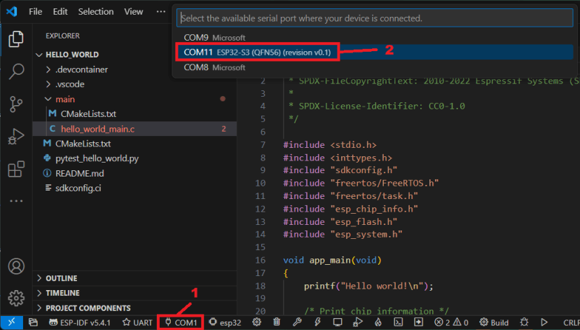 VS Code ESP-IDF Programming ESP32 Board Select Correct COM Port Number