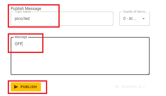 HiveMQ publish MQTT message Web Client