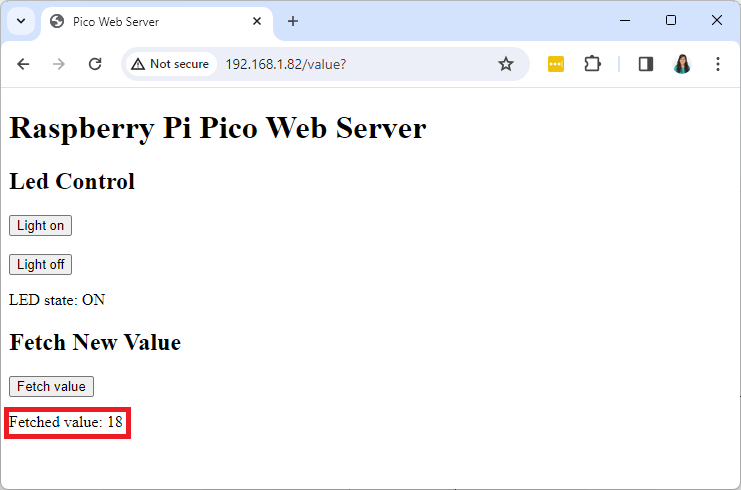 Raspberry Pi Pico Web Server Request a New Value