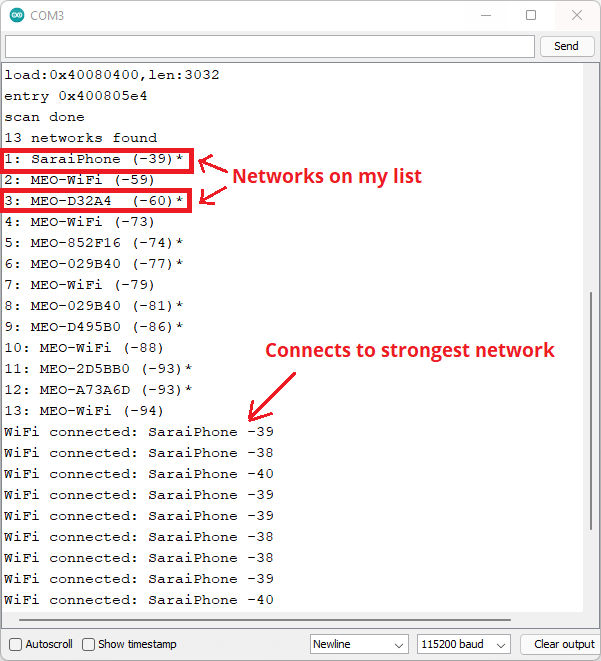WiFiMulti Example with the ESP32 Scan and Connect to Network