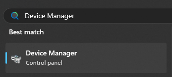 Windows PC search for Device Manager open it