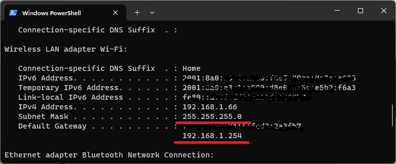 ipconfig wlan details